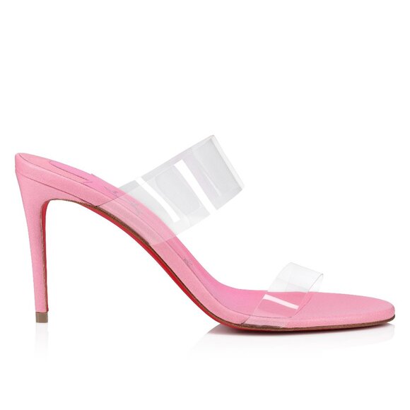 Christian Louboutin Shoes - Christian Louboutin JUST NOTHING 85 Leather PVC Mule Sandal Heels Slides Shoes